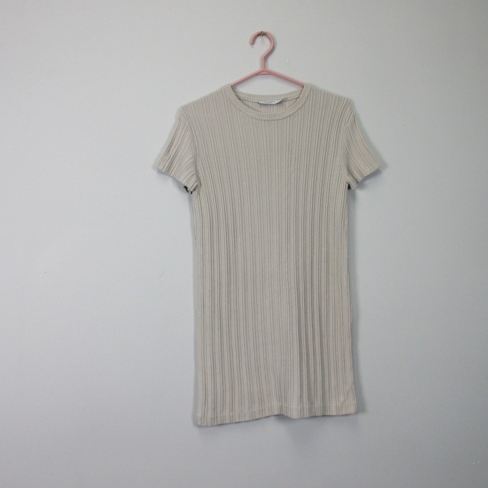 MM LaFleur The Hayden Ribbed Knit Shirt Dress XS Mercerized Cotton Beige 456